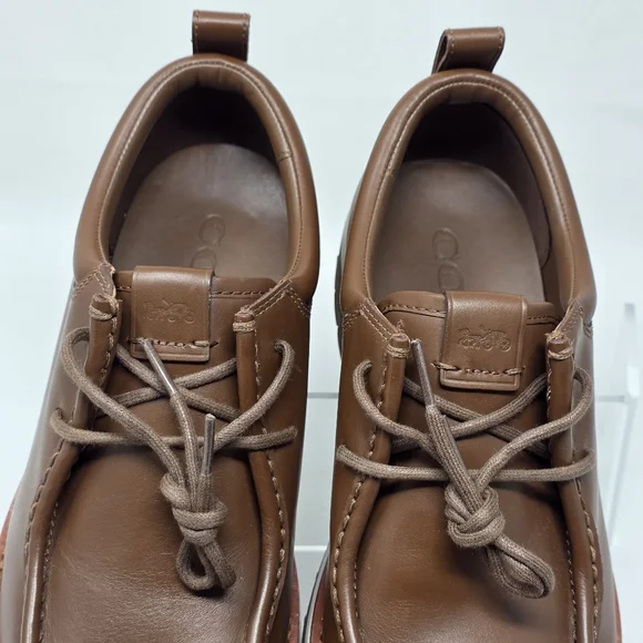 Coach Men's Banks Leather Lace-Up Boots Dark Saddle Brown US Size 7.5 D NEW